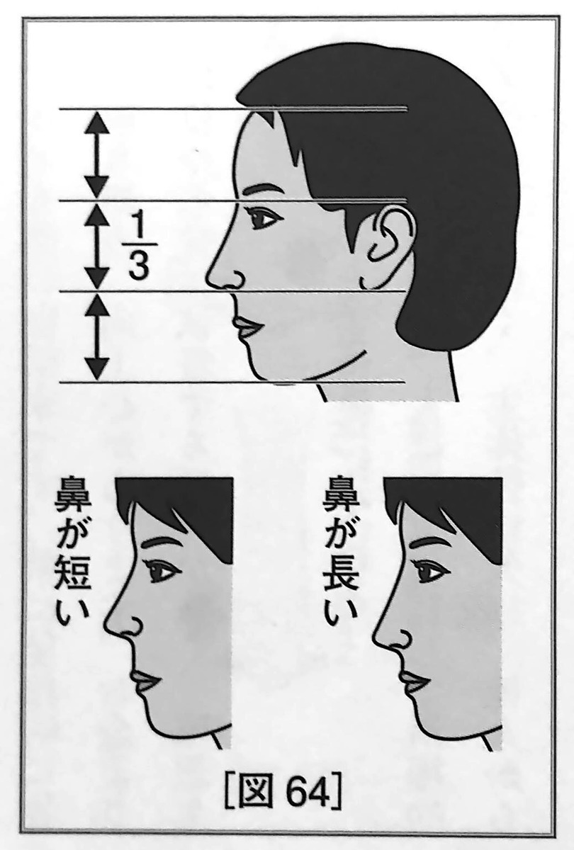 図64 鼻の長さ の基準 人相学の完全独習 第二章
